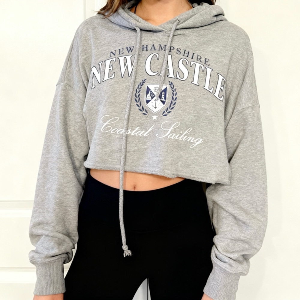Hollister Gray Cropped Hoodie